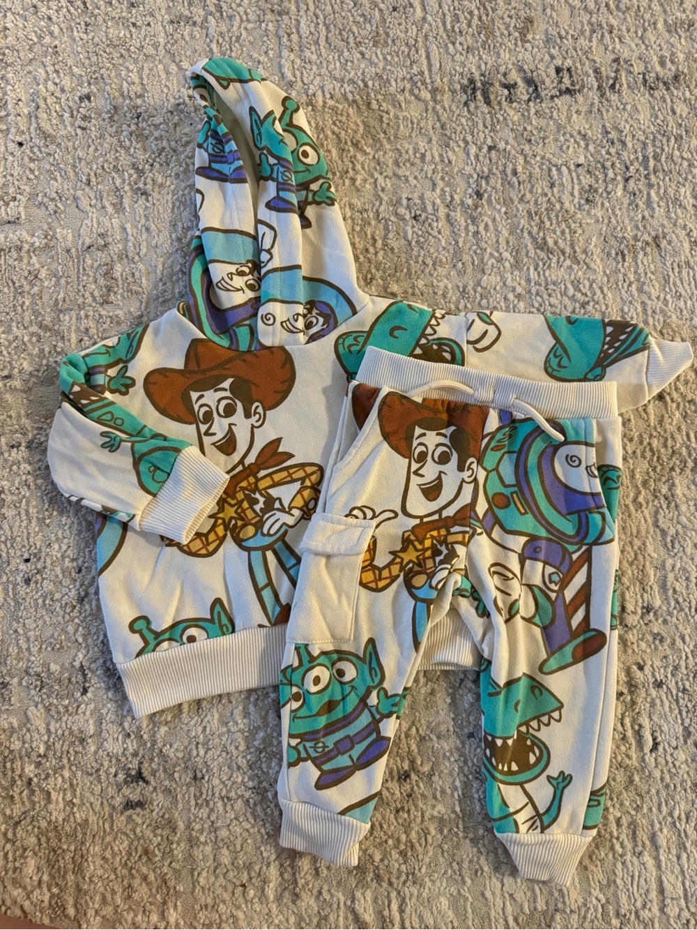 Disney Woody & Aliens Hoodie and Jogger Set - White & Teal